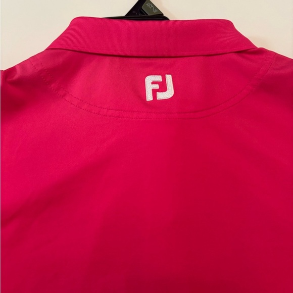 FootJoy Golf Polo Shirt Men’s XL Pink & Navy Striped Performance Stretch - Picture 6 of 6